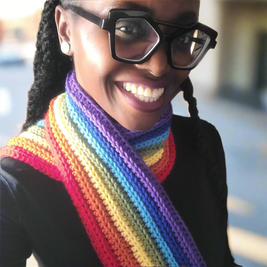 Amitola Handmade Ribbed Rainbow Scarf – Wearing Conscious
