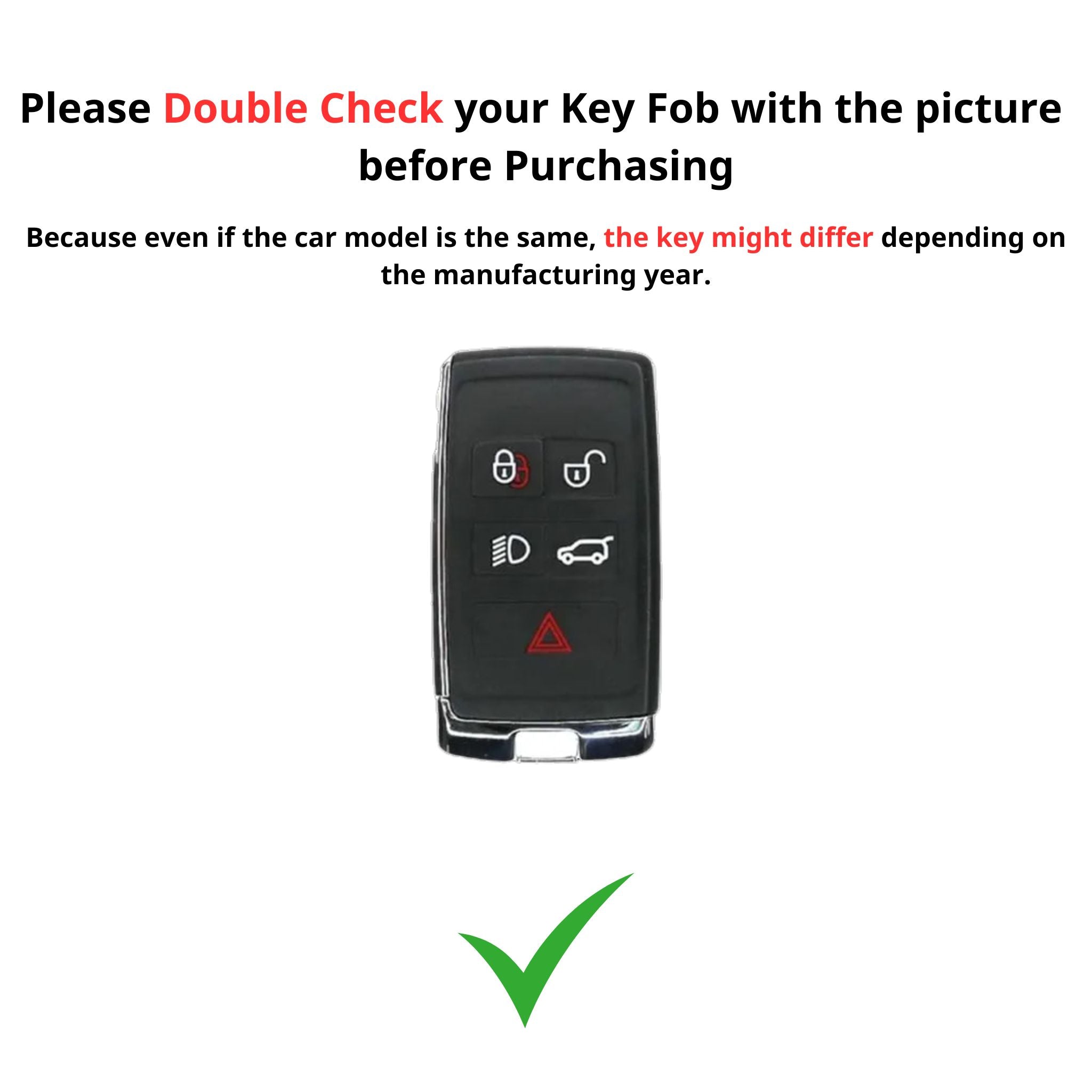 Car key fob with warning text on a white background