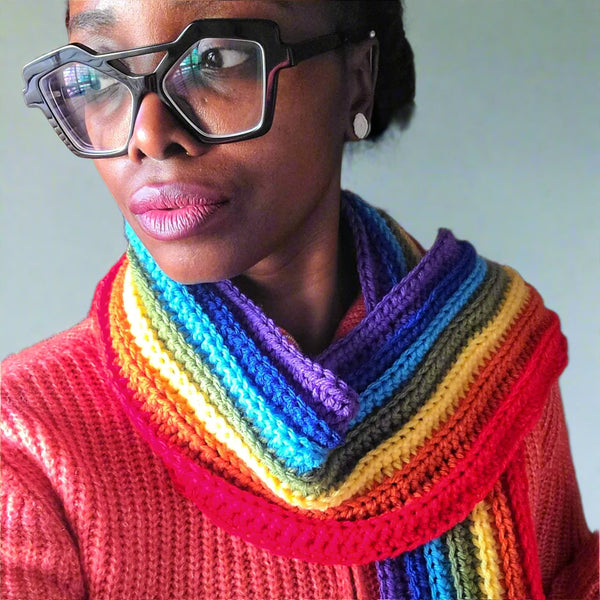 Amitola Handmade Ribbed Rainbow Scarf – Wearing Conscious
