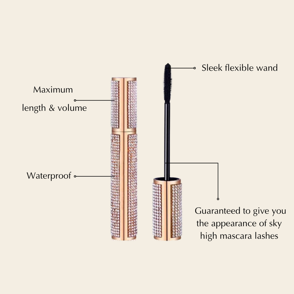 Mega Volume Vegan Smudge-Proof Mascara with Handmade Rhinestone Case