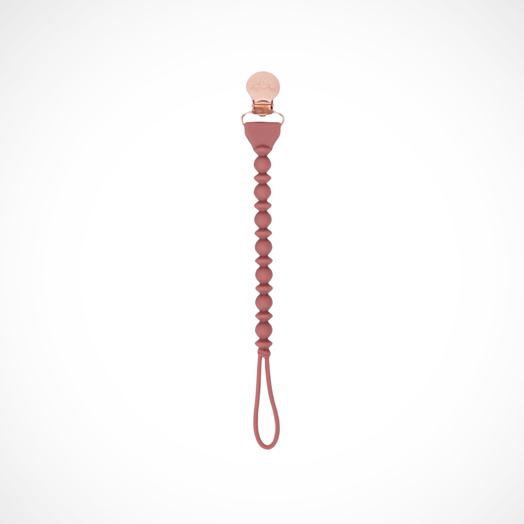 Rosewood Silicone One-Piece Pacifier Clip