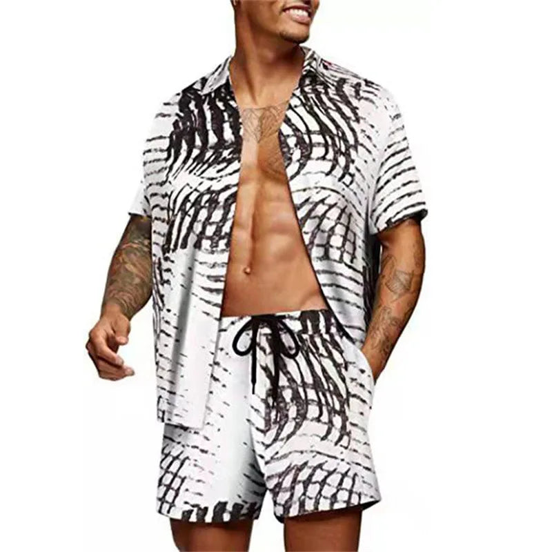 Floral Hawaiian Two-Piece Men’s Beach Shorts Set