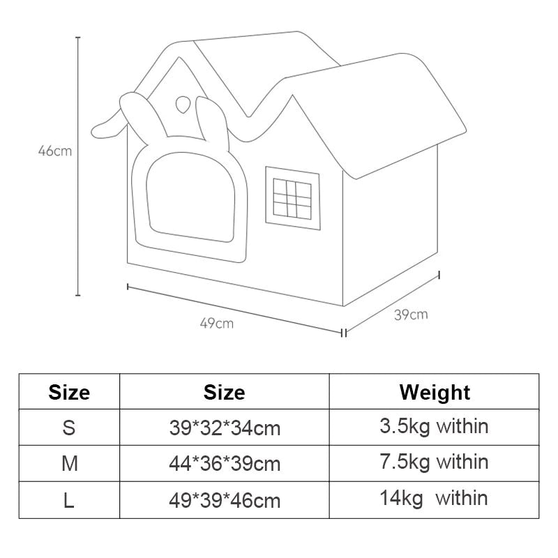 Removable Roof Insulated Plush Pet House