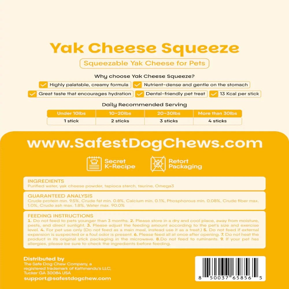 Yak Cheese Squeeze Natural Training Treat + Meal Topper for Dogs + Cats