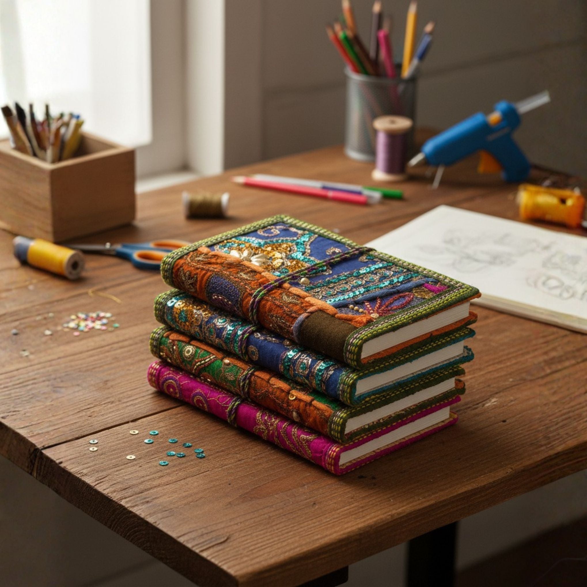 Handcrafted Sari Fabric Bound Notebook Journal – Each One Is Unique