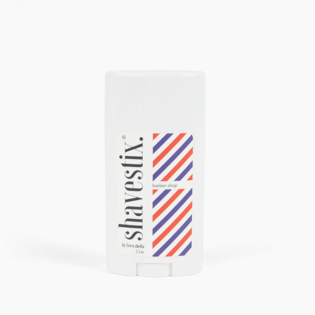 Shavestix packaging with striped design on a white background