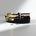 Sophia Genuine Leather & Cowhide Belt – Black