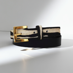 Sophia Genuine Leather & Cowhide Belt – Black