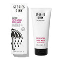 Stories & Ink Tattoo Exfoliating Body Wash with packaging on a white background