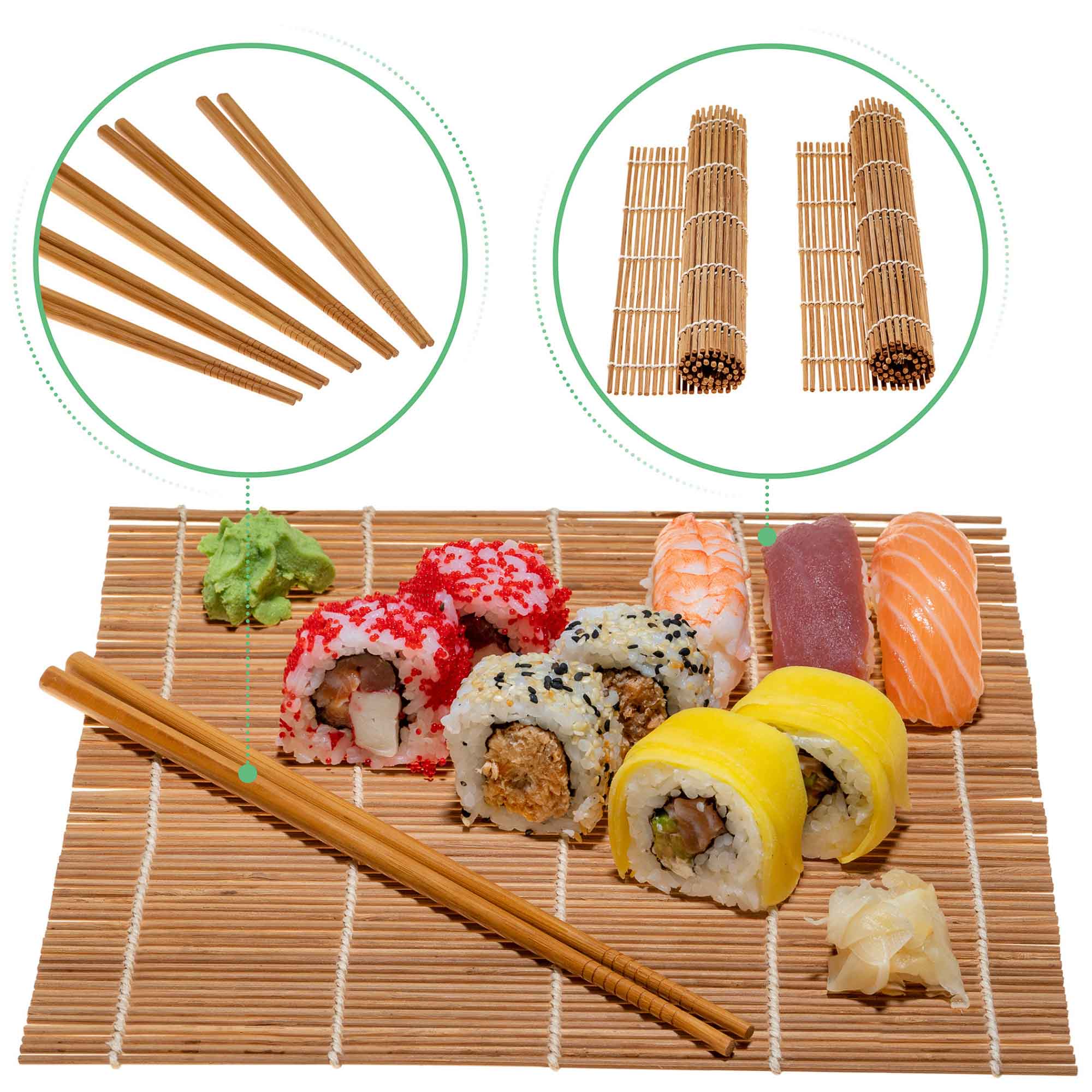Professional sushi making set for home chefs - Sustainable kitchen gifts bamboo sushi equipment