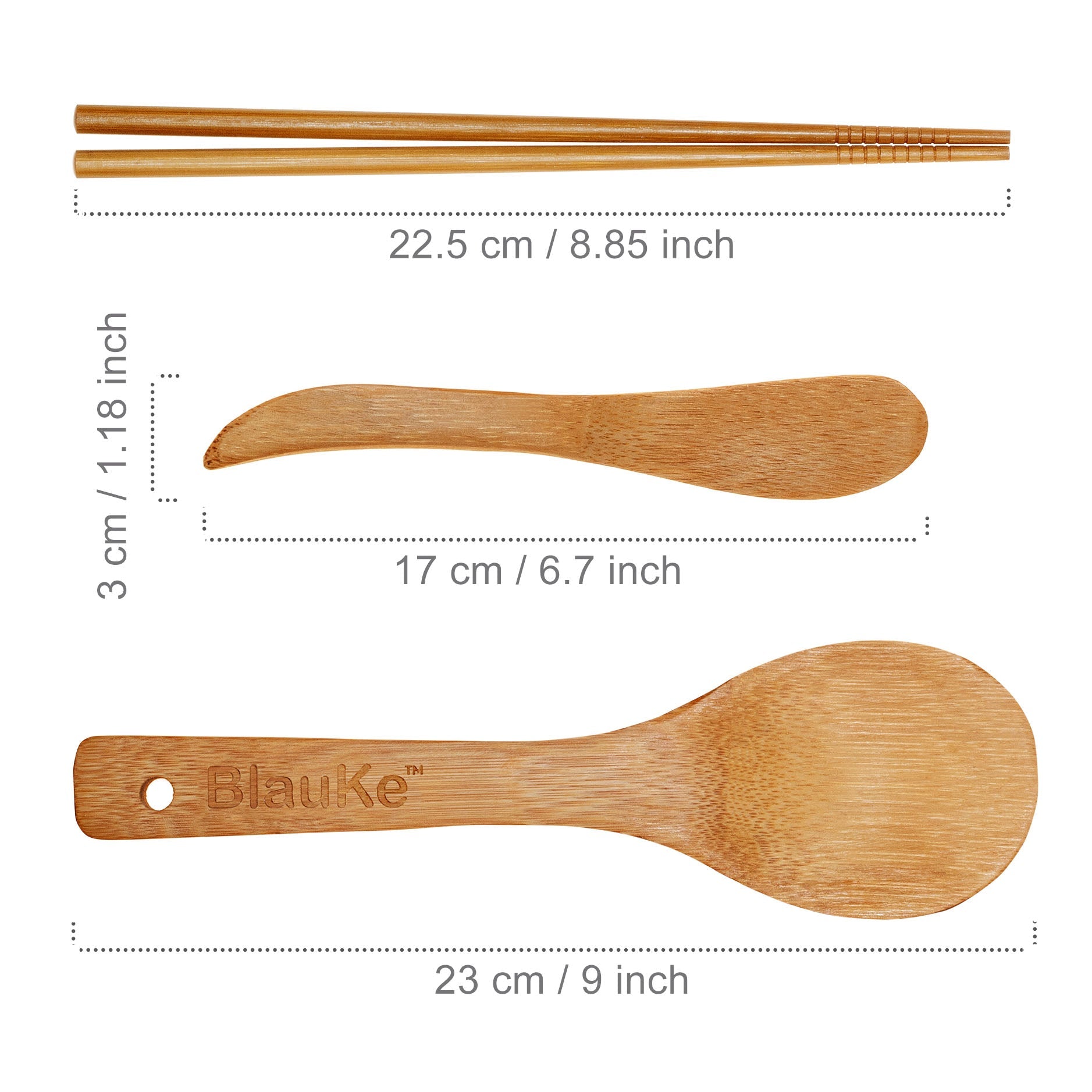 Natural bamboo sushi kit with chopsticks and rice paddle