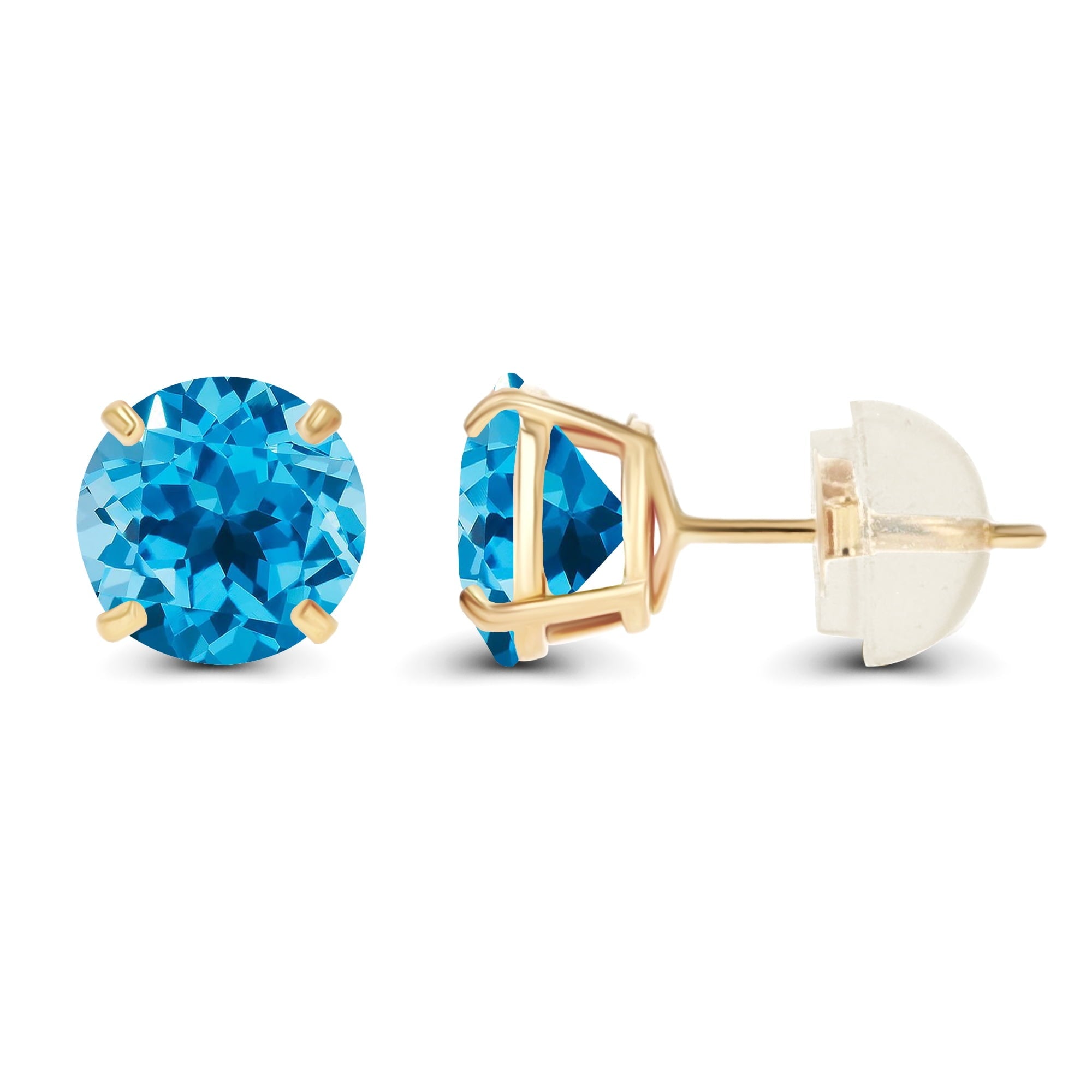2.00 CTW Natural Swiss Blue Topaz Stud Earrings in 14K Yellow Gold-1