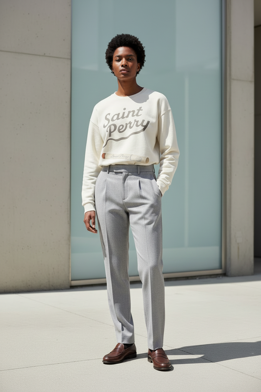 SAINT PERRY The Weight of Whispered Legends Long-Sleeve Sweater – Off-White