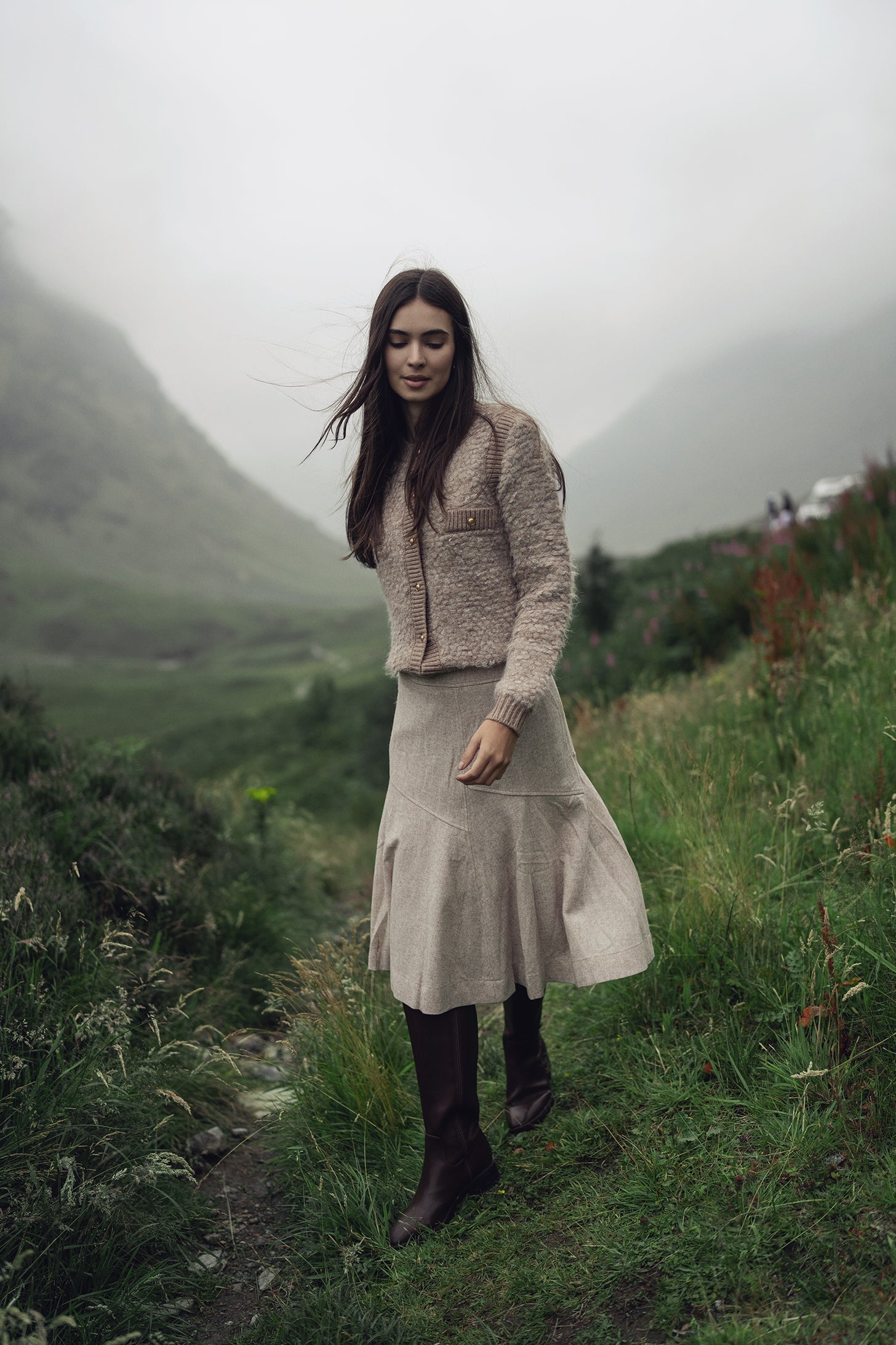 Ribbed Knit Mohair Cardigan Jacket-Camel-0