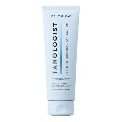 Tube of Tanologist Daily Glow Firming Gradual Tan Lotion on a white background
