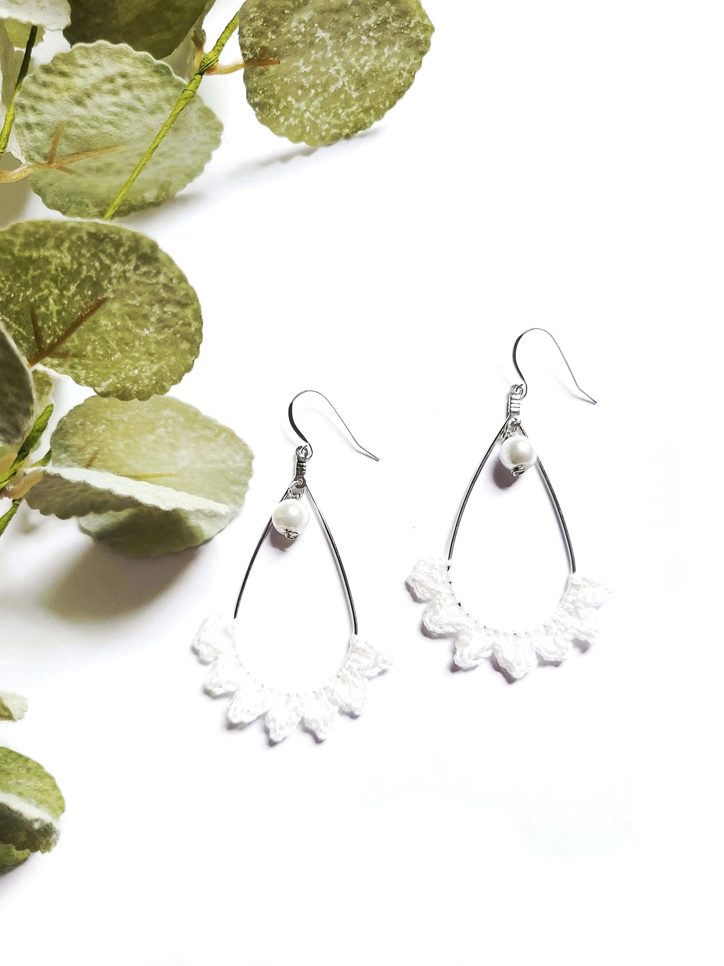 Tear drop Pearl Burst Earrings-0
