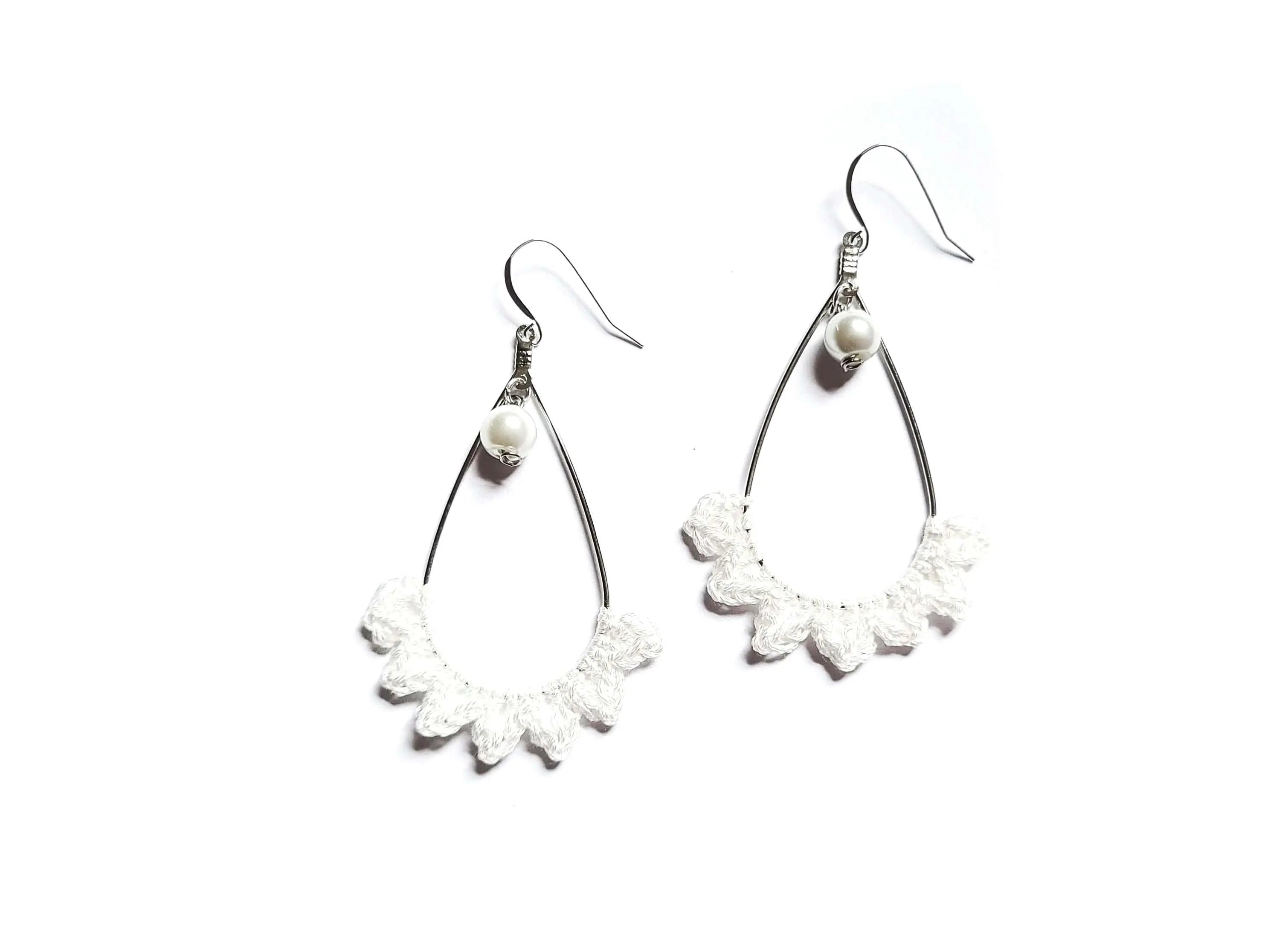 Tear drop Pearl Burst Earrings-4