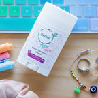 BeNub Teen Girls natural deodorant on a desk with stationery items