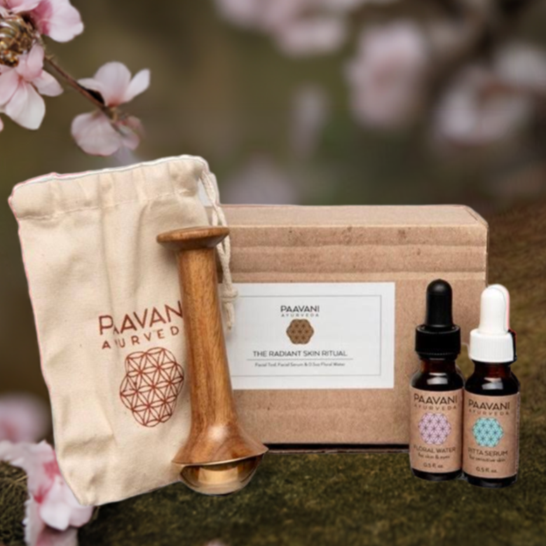 The Radiant Skin Ritual - Kansa Wand Facial Tool Set with Travel Pouch