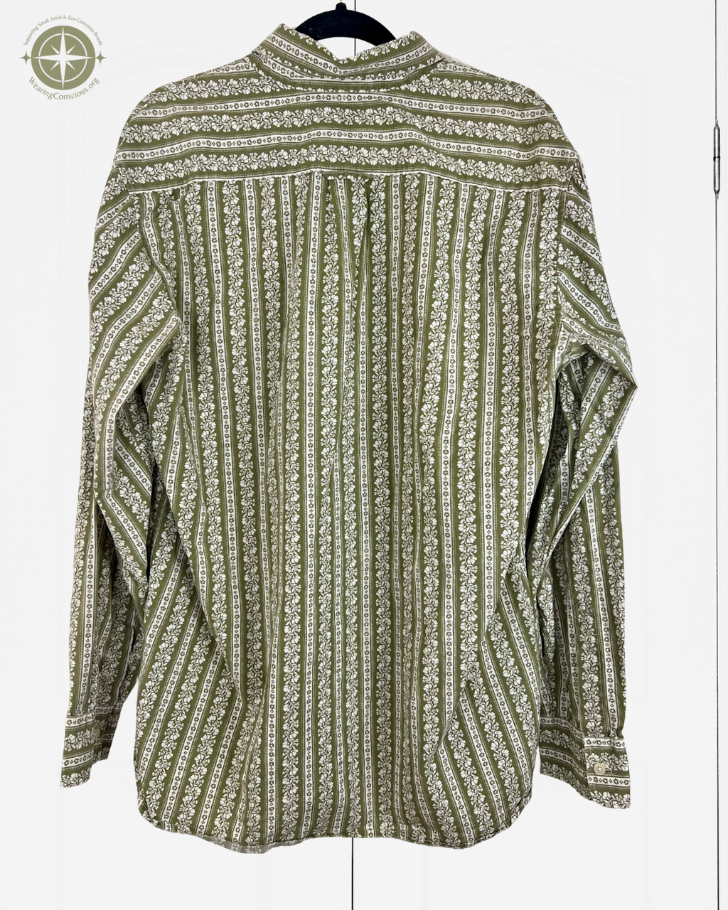 The LUCKY BRAND Men's Button-Down Green Floral Striped Shirt