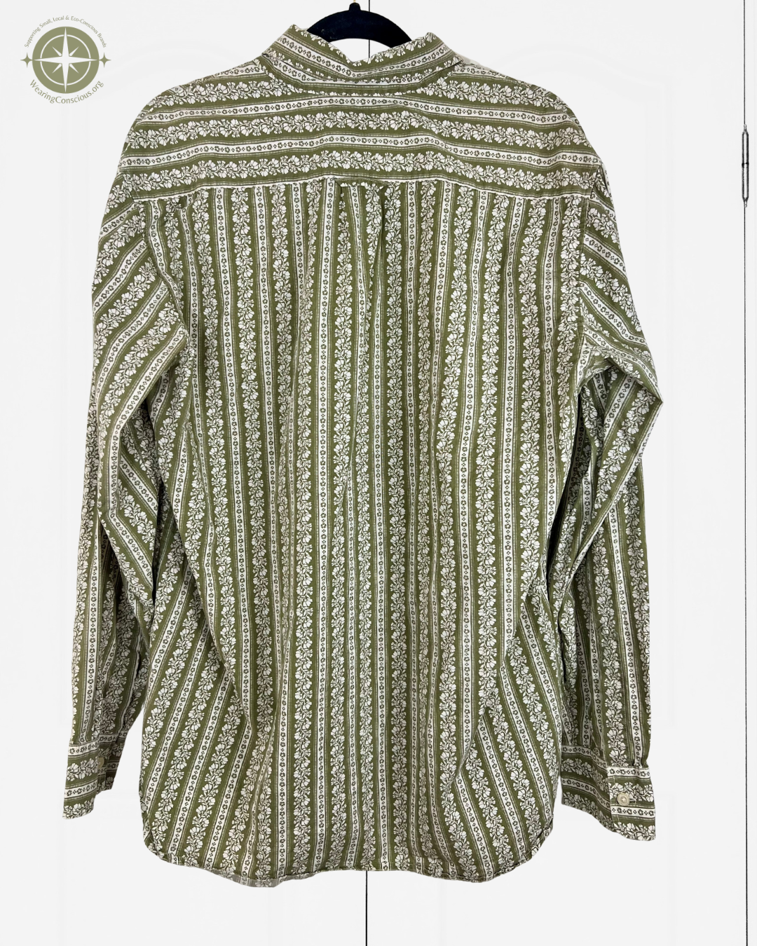 The LUCKY BRAND Men's Button-Down Green Floral Striped Shirt