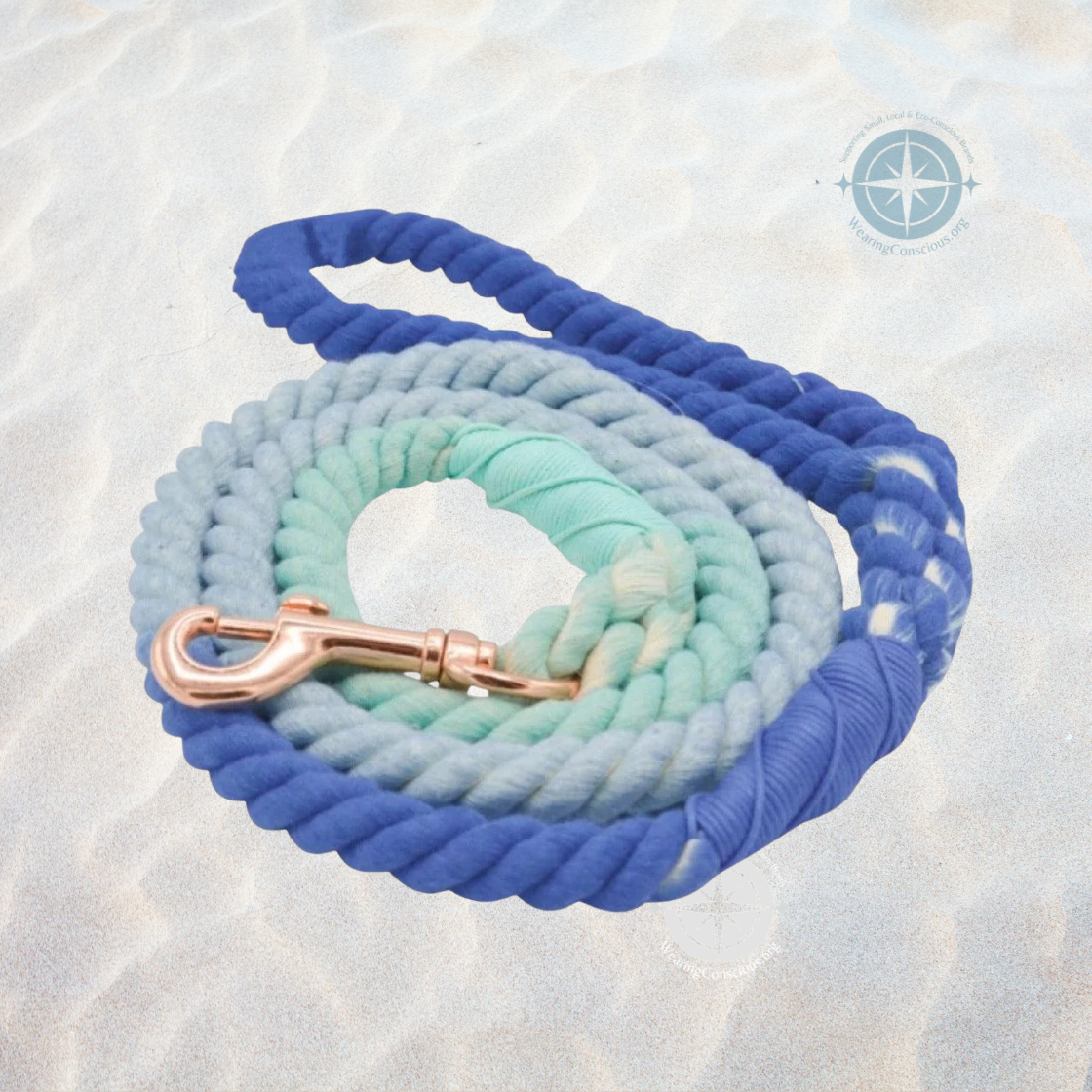 The OCEANSIDE RAINBOW Natural Dye Cotton Rope Leash