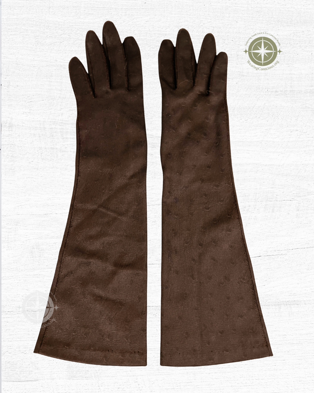 The OSTRICH PRINT 1960s Vintage Gloves – Brown
