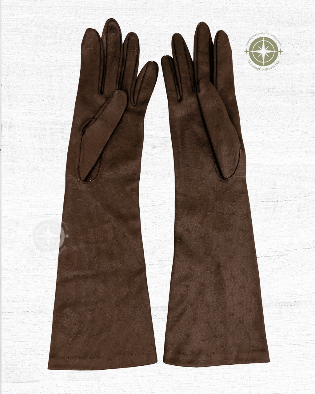 The OSTRICH PRINT 1960s Vintage Gloves – Brown