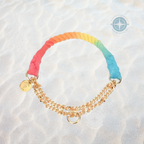 The RAINBOW Cotton Rope Collar With Lightweight Gold Chain