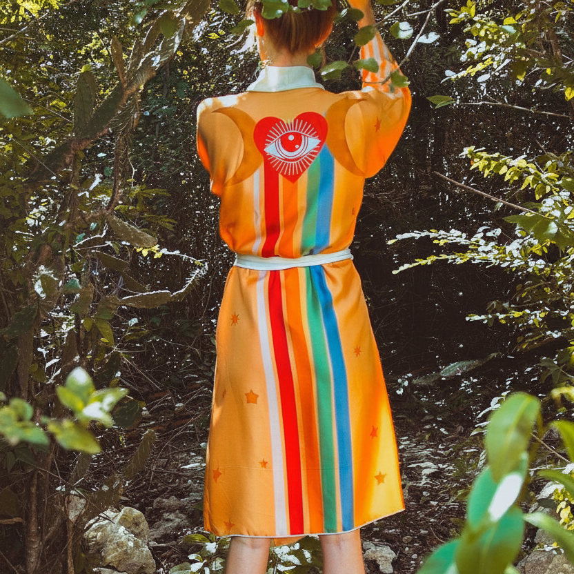The Rigel Robe in Yucatan Rainbow – Handmade to Order