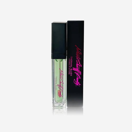 Makeup product with black packaging and red text on a white background