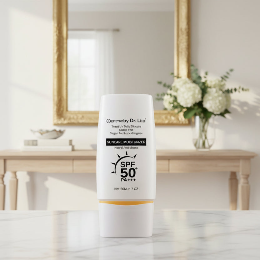 Dr. Liid sunscreen bottle on a bathroom counter