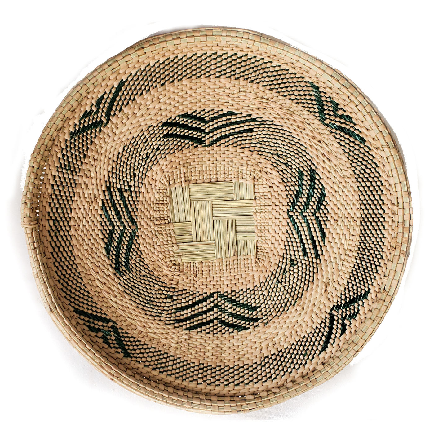Tonga Pattern Basket with Recycled Plastic | Green-1