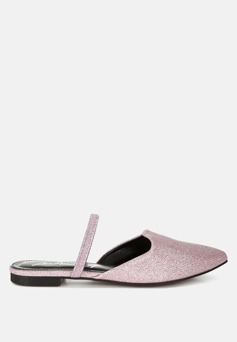 Twiggy Glitter Faux Leather Flat Mules-0