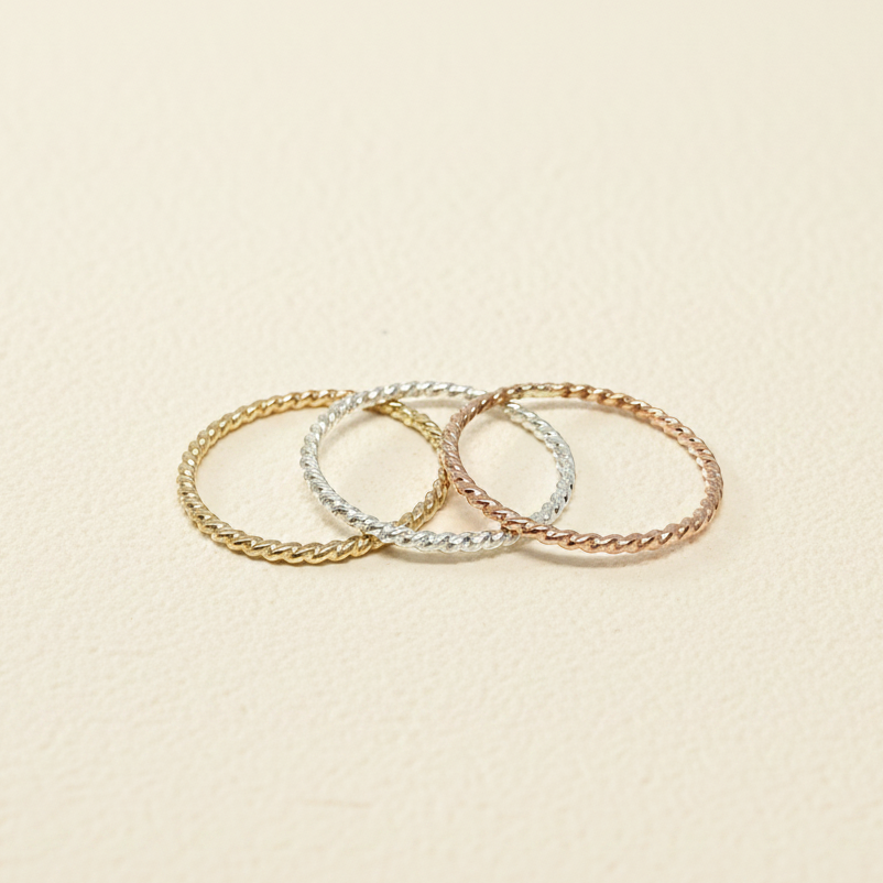 Handmade rustic twisted stacking rings