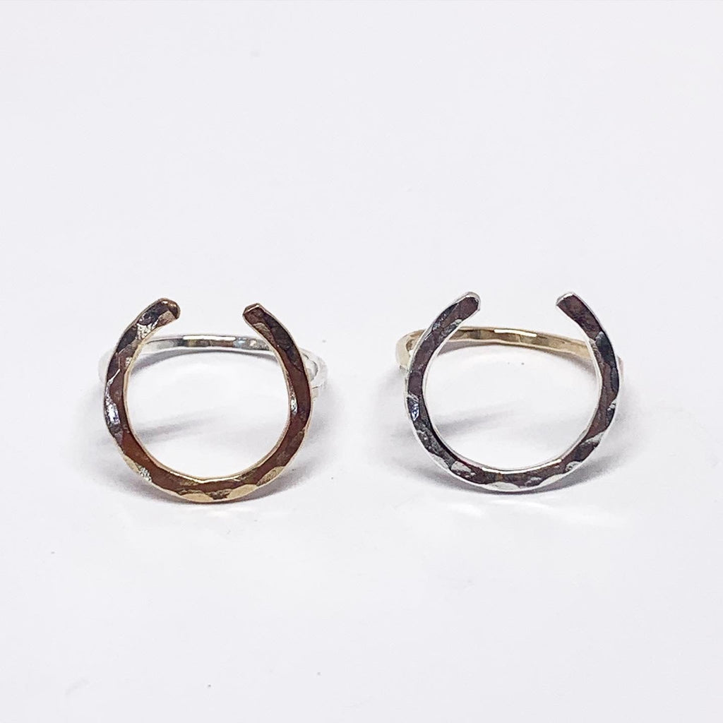 Lucky Horseshoe Ring - Large - Two Toned-2