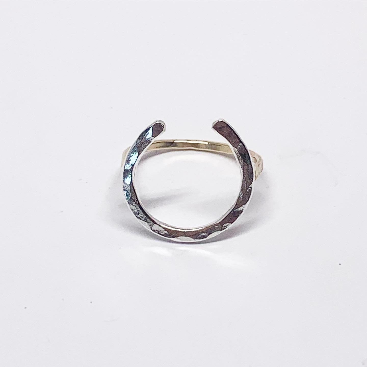 Lucky Horseshoe Ring - Large - Two Toned-3