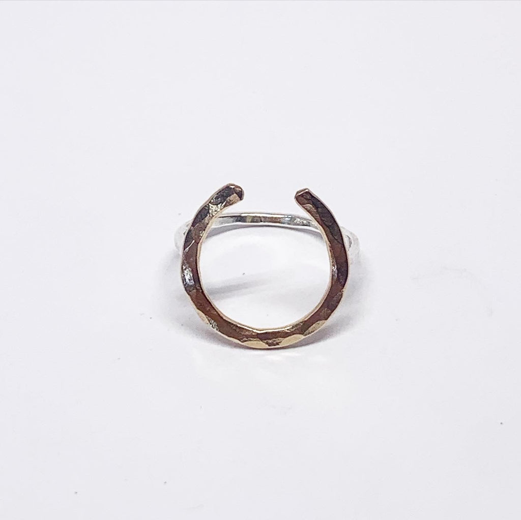 Lucky Horseshoe Ring - Large - Two Toned-4
