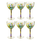 The Wine Savant Recycled Glass Wine Glasses - Mexican Wine Glasses Set of 6, Mexican Luxury Hand Blown Wine and Water Glasses (8 ounces each) Cobalt Cinco De Mayo Glasses - Confetti Wine Glasses-0
