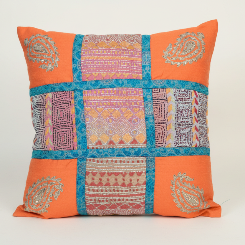 Embroidered Recycled Vintage Pillow Case