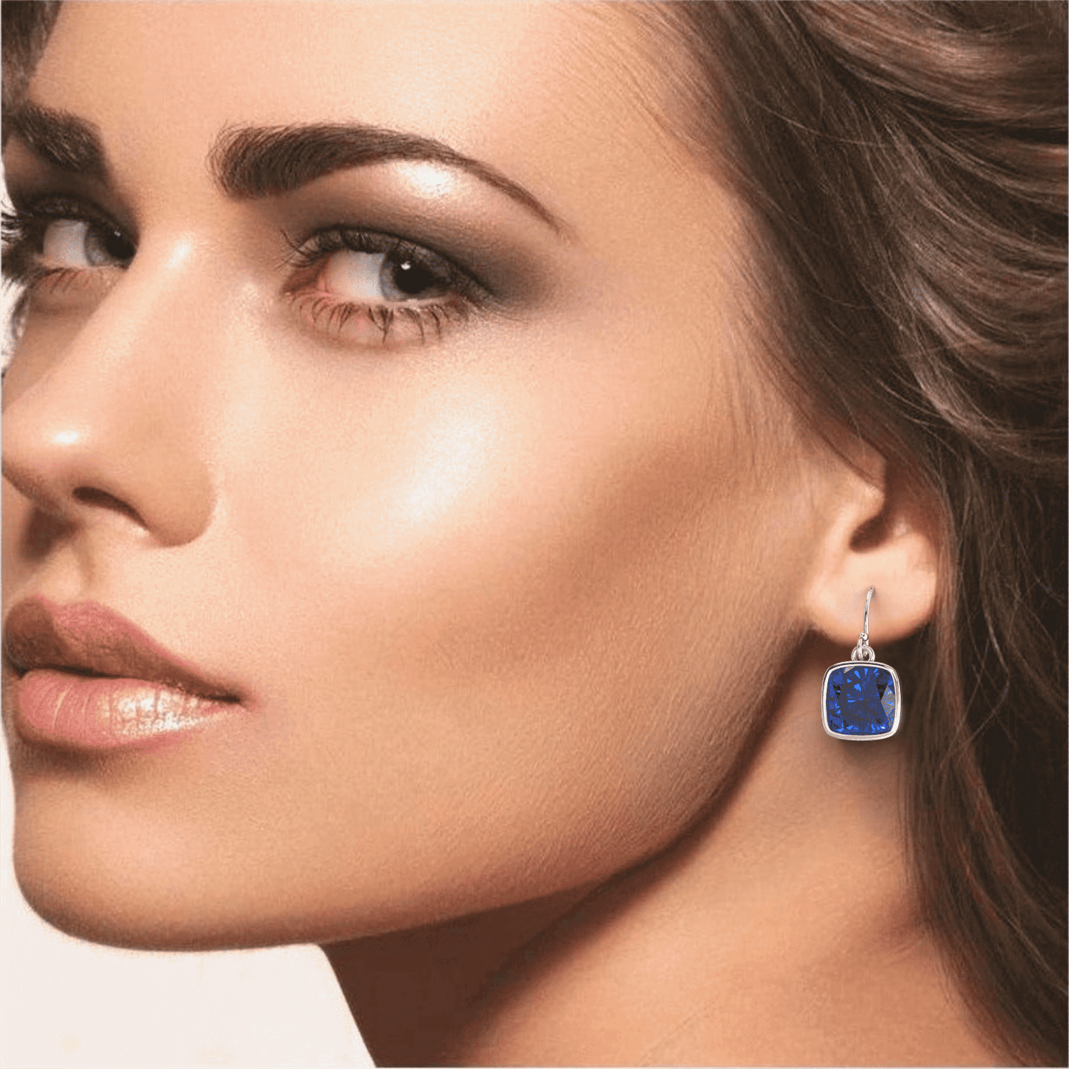 2 Pair Pack: 9.00 CTW Cushion Cut Blue Sapphire & Emerald Drop Earrings Set in .925 Sterling Silver – Lab Grown, 8mm Square Gems-4