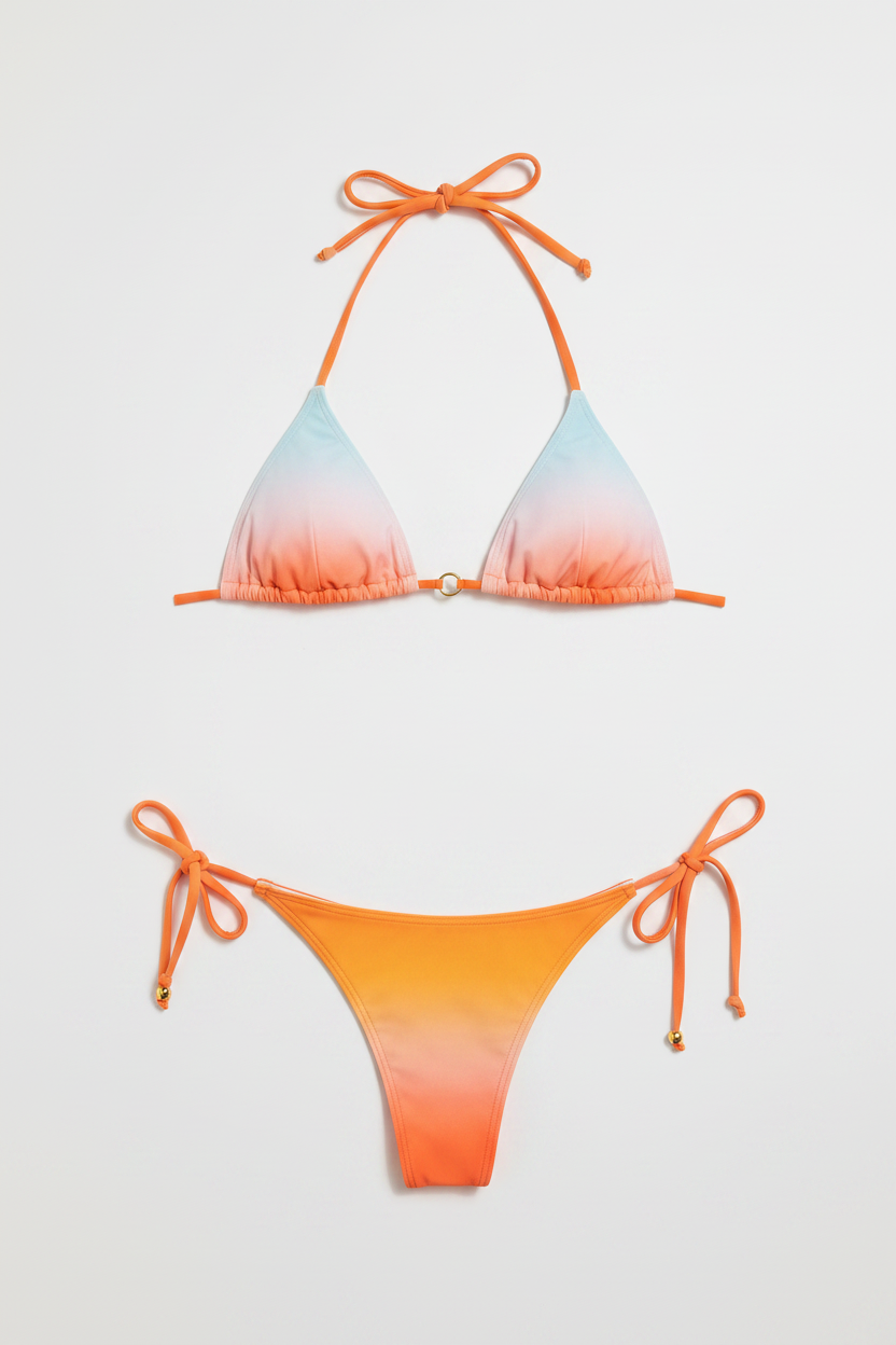 Vega Recycled Sustainable String Bikini in Sunrise Colors – Handmade to Order