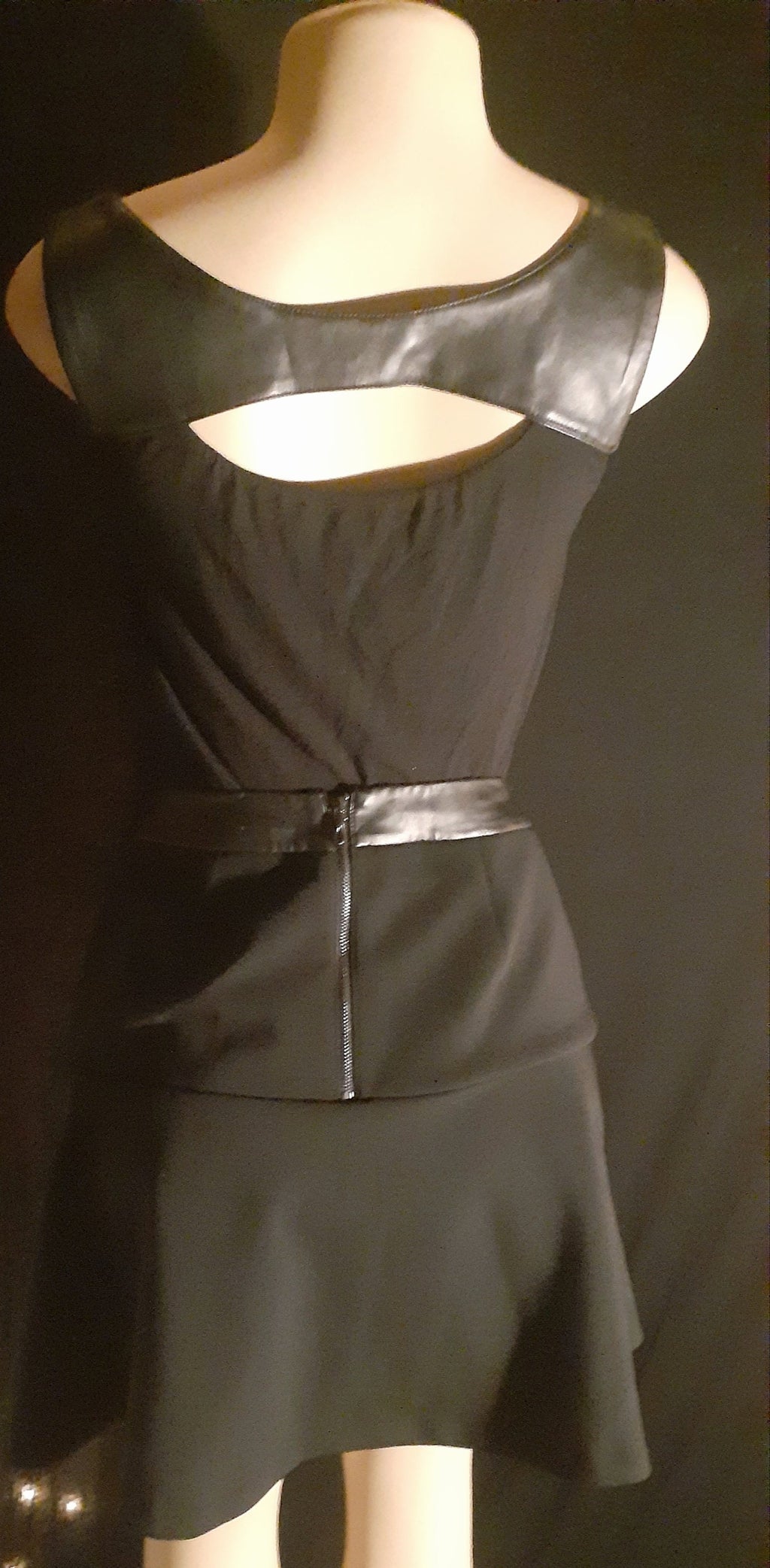 Vintage Vegan Leather Skater Skirt Set – M