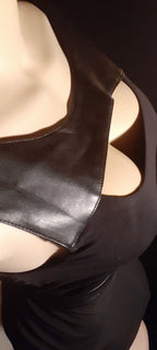 Vintage Vegan Leather Skater Skirt Set – M