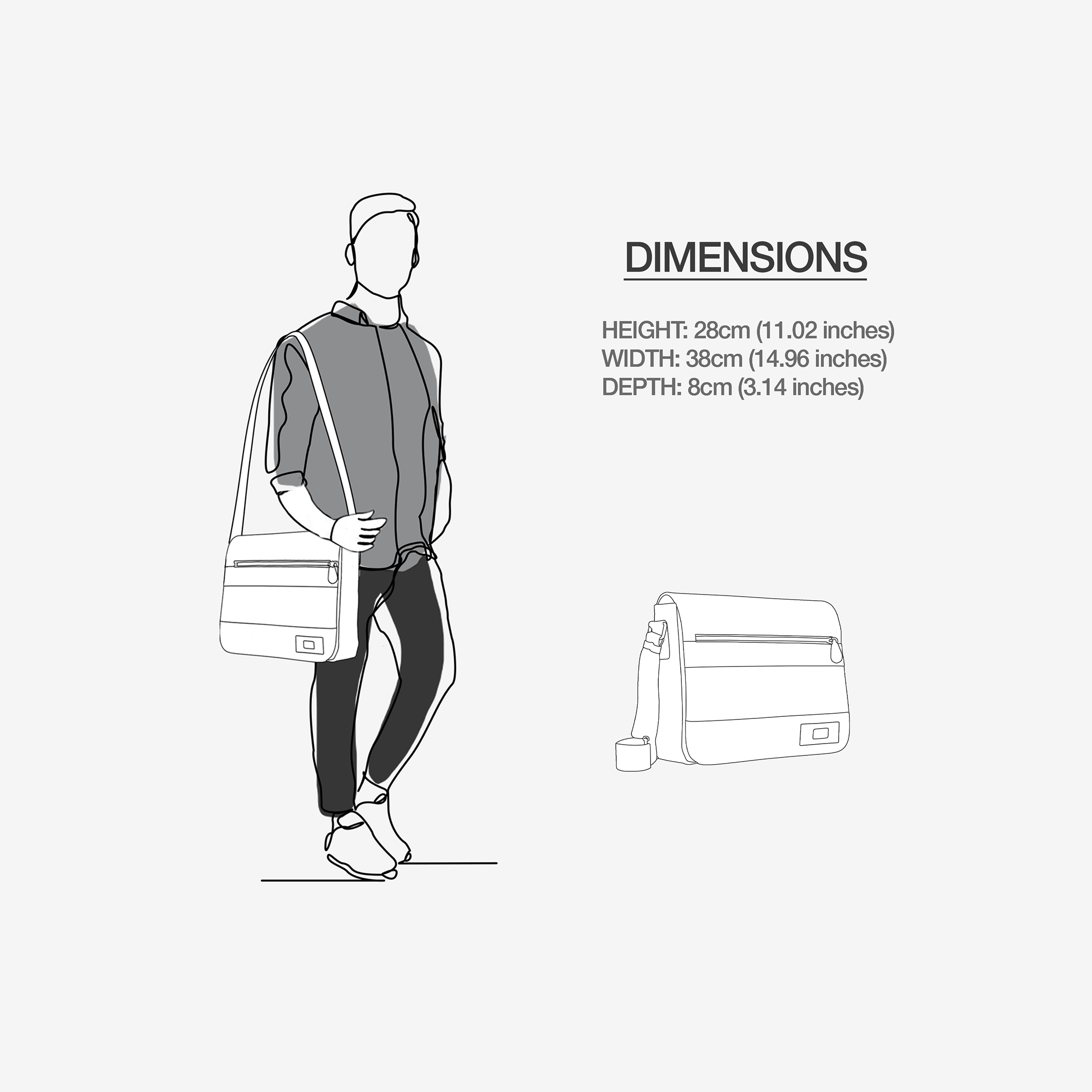 BYMANYC ® New York Downtown Edge Vegan Urban Stripe Messenger Bag – 16” Laptop Bag