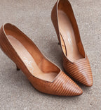 Vintage 1960s Snakeskin Pumps – Risque O’Connor + Goldberg, Size 6.5