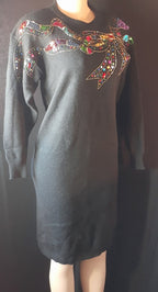 Vintage 1980s Sequin Sweater Dress – Plain Jane, Size Small (Fits S–M)