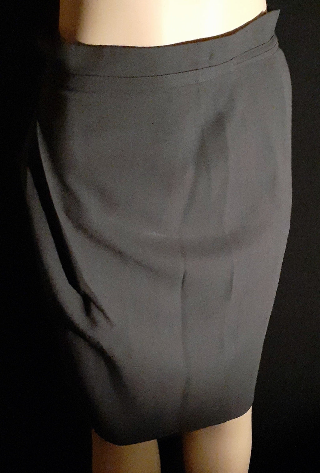 Vintage Emporio Armani Wool Crepe Pencil Skirt – Gray, Size 2 / IT 36