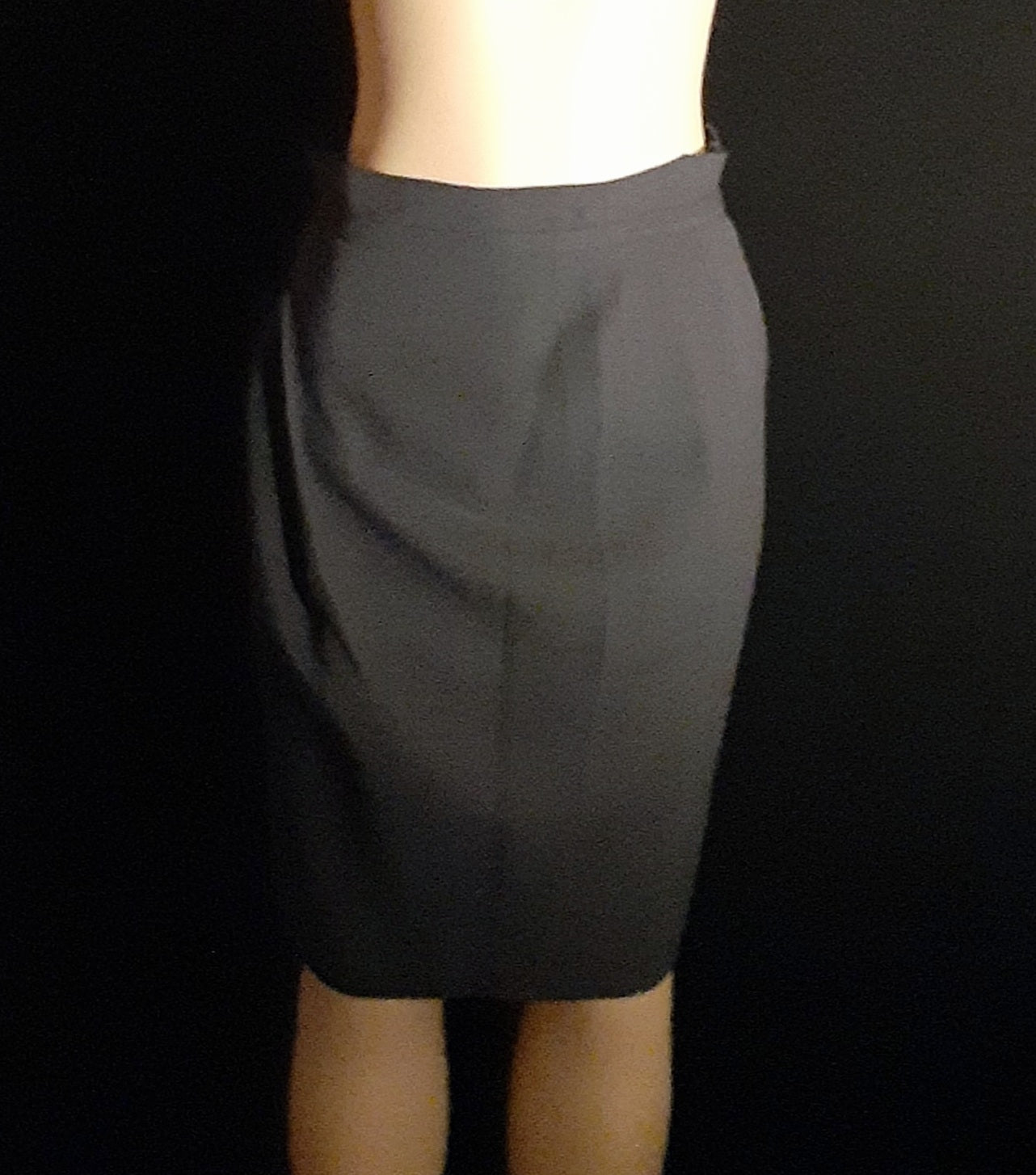 Vintage Emporio Armani Wool Crepe Pencil Skirt – Gray, Size 2 / IT 36