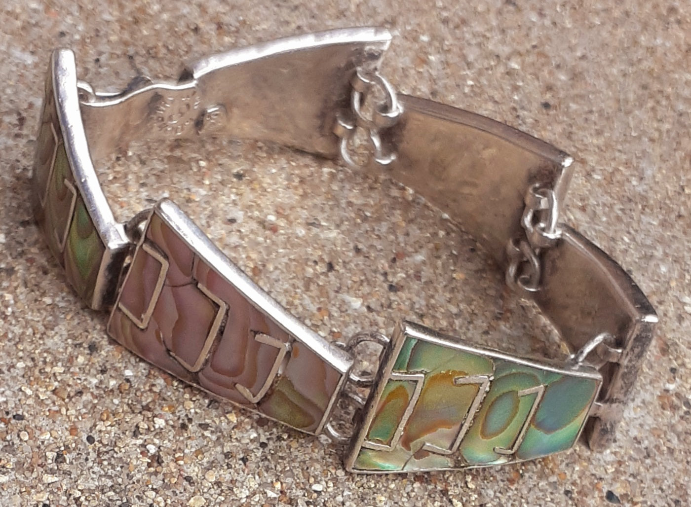 Vintage Mother of Pearl and Sterling Silver Bracelet – 7"